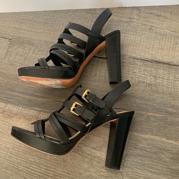 Coach black leather heeled sandals size 9.5 - Picture 5 of 9